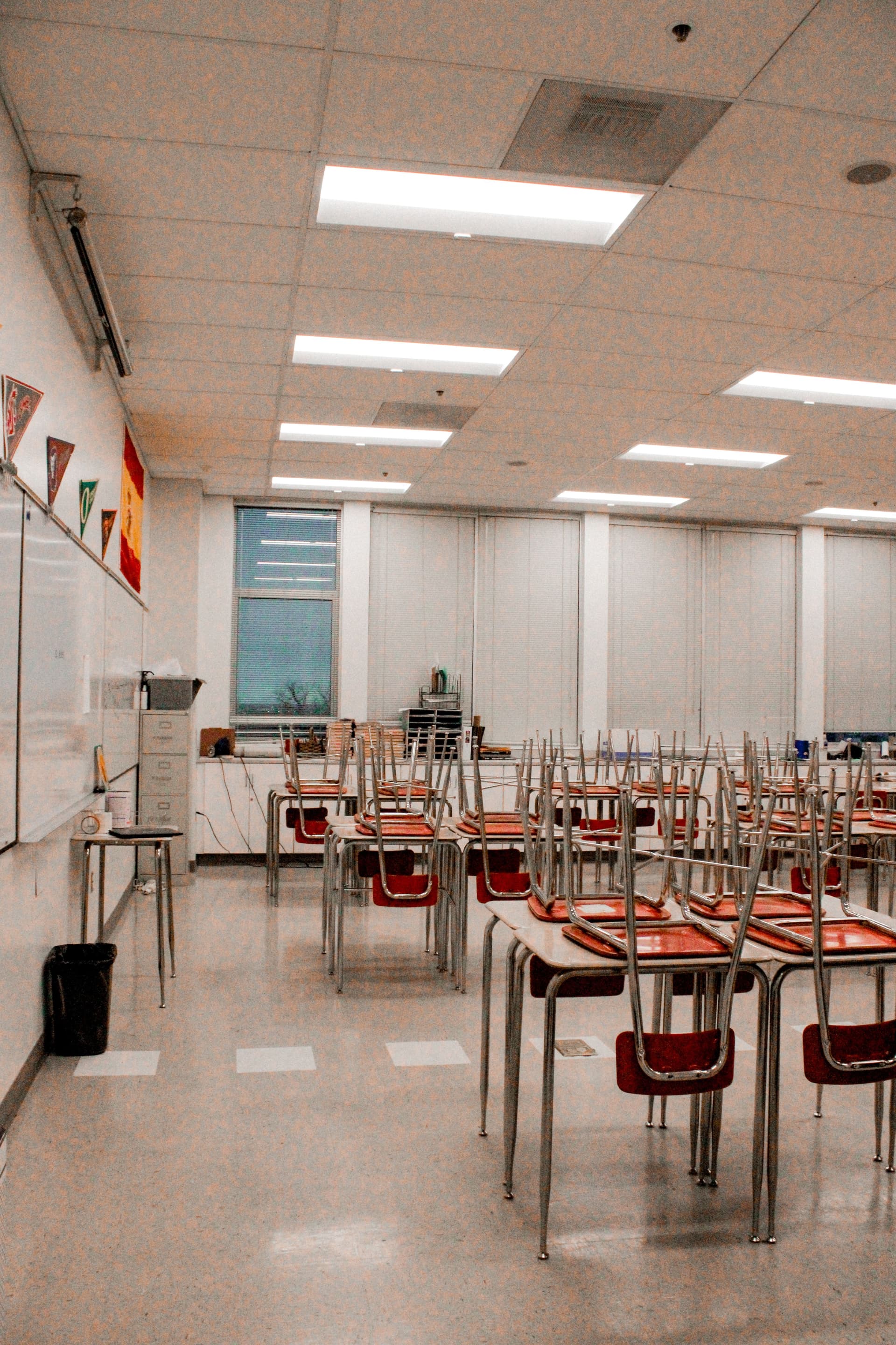 Professional cleaning in a school classroom